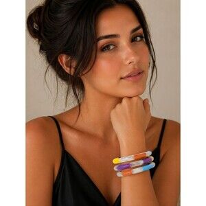 Plunder Design Colorblock Acrylic  Bangle Bracelets - NIP